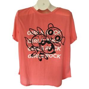 Cartoon Network The Powerpuff Girls XL Peach, Black & White Girls Rock Tee Shirt
